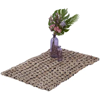 Relaxdays Jute Teppichläufer 60 x 90 cm Beige/Schwarz