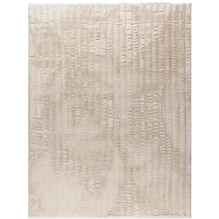 TT Home Rauten Hochflorteppich 160 x 220 cm Hellbeige/Creme