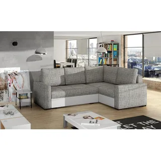 JVmoebel Ecksofa Grau Leder Schlafcouch mit Bettfunktion und hochwertiger Polsterung, Made in Europa grau