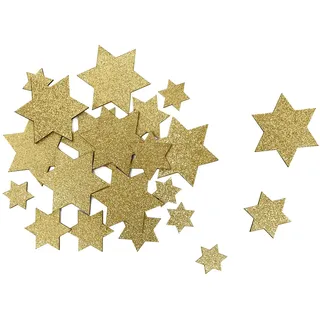 Oblique Unique® Holz Sterne Streudeko verschiedene Größen funkelnde Sterne Tisch Deko Weihnachten Jubiläum Hochzeit Geburtstag Party (Holz Sterne Set 6 Eckig - Gold)