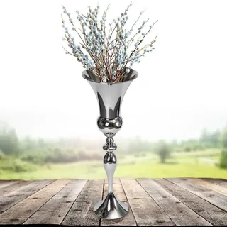 KEESUNG Silber Bodenvase, Große Blumenvase Pokalvase Metallvase Tischdeko Vase Blumenvase Modern Home Dekor für Tischdekoration Herzstück Jubiläumsparty, 74 cm