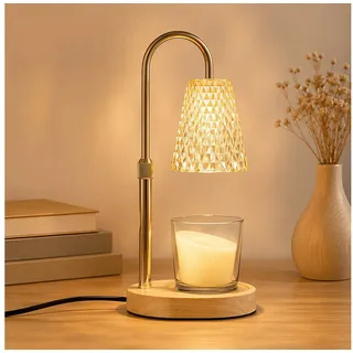 DAITORE Duftlampe Kerzenwärmer Lampe, Candle Warmer lamp mit Timer und Dimmer, Höhenverstellbar Kerzenwärmer Kerzen Lampe mit 2 Glühbirnen goldfarben