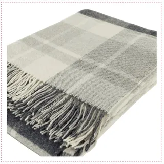 heinrich glaeser nachf. gmbh Woll-Kaschmir-Decke Plaid 150 x 200 cm Grau/Kariert