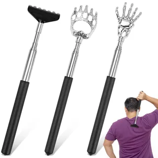NISENTIA Rückenkratzer Teleskop, 3 Stück Kratzhand Rückenkratzer mit Verstärktem Teleskop Back Scratcher Ruckenkratzerhand Ausziehbar Kratzhand Testsieger Lustig für Männer und Frauen
