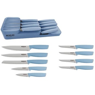 MICHELINO Praktisches 10-teiliges Messerorganizer-Set: Serie Alythia für geordnete Küchen Blau