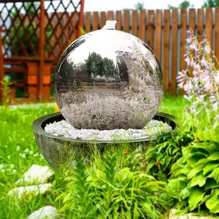 Köhko Kugelbrunnen 50 cm Edelstahl mit Harzbecken