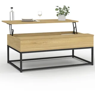 IDMarket - Couchtisch Klapptisch rechteckig Detroit Industriedesign