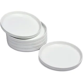 WishDeco Kleine Dessertteller 6er Set, Kuchenteller Porzellan 18cm, Frühstücksteller Weiß mit Randerhöhung, Vorspeisenteller Weiss, Mini Speiseteller für Salat, Pasta, Brot