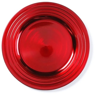 INGE-GLAS® Dekoteller, Dekoteller Kunststoff mit gerilltem Rand 33cm rot rot