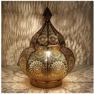 Casa Moro Nachttischlampe Orientalische Tischlampe Gohar in Antik-Gold Look LN2090, ohne Leuchtmittel, Ramadan Lampe Bodenlampe goldfarben