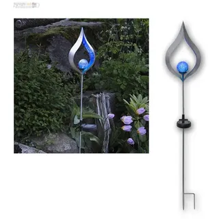 LED Solarleuchte Solarstab Flamme silbe Solarlampe Gartenstecker Gartendeko EDEL