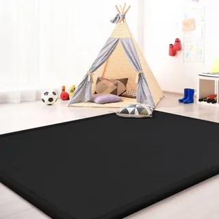 TT Home Krabbelmatte Babyzimmer Teppich Spielmatte Kinder Unifarben rutschfest Flauschig, Farbe: Schwarz, Größe:120x160 cm