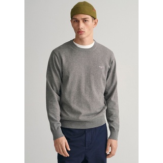 Rundhalspullover »Classic Cotton C-Neck«, Premium Strickpullver aus weicher 100% Baumwolle, Übergangspullover, Gr. XL, dark grey melange, , 42828369-XL