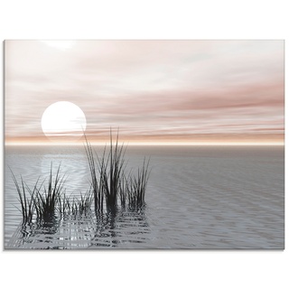Glasbild ARTLAND "Sonnenuntergang mit Schilf" Bilder Gr. B/H: 80 cm x 60 cm, Glasbild, bunt Bild Glasbild Bilder in verschiedenen Größen