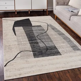 Mazovia Designteppich Modern Teppich Kurzflor Wohnzimmerteppich Japandi Scandi Grau Beige, 200 x 300 cm, Fußbodenheizung, Allergiker geeignet, Farbecht, Pflegeleicht beige|braun|grau 200 x 300 cm