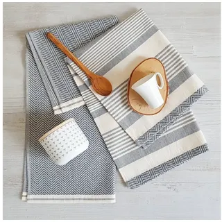 framsohn frottier Geschirrtuch Modern Living Streifen, aus 100% Baumwolle, (Set, 3-tlg), dichte Feinwebung, in Österreich hergestellt, 50x70 cm grau