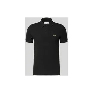 Slim Fit Poloshirt aus reiner Baumwolle, Black, XXL