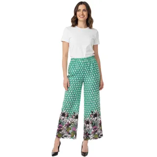Aniston CASUAL Damen Schlupf-Hose bequeme Sommer-Hose mit Allover Blumen-Muster 76938501 Grün - 40