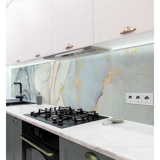 MyMaxxi Dekorationsfolie Küchenrückwand Marmor blau gold selbstklebend Spritzschutz Folie 220 cm x 60 cm