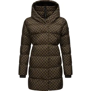Ragwear Damen, langer Wintermantel mit angesagtem Hahnentritt Muster wasserdicht und atmungsaktiv Niara Print YOUMODO Brown Gr. XXL (44), braun, Obermaterial: 100% Polyester. Innenfutter: 100% Polyester. Wattierung: 100% Polyester, tailliert ca.