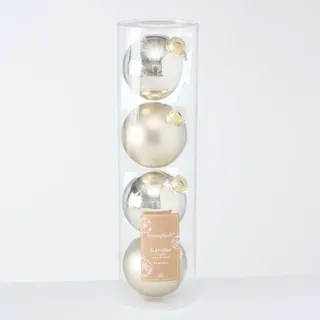 Boltze Große Weihnachtskugeln Ø 10 cm, 4 tlg, Champagner