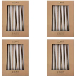 Stabkerzen 40er-Set | Grau | Höhe 25 cm ø 2,2 cm | Brenndauer 7 Stunden - Premium Qualität | einfarbige Spitzenkerzen | pajoma®
