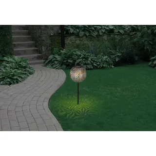 GLOBO Solarleuchte Garten Kugel Metall Silber Solarlampe Außen Leuchte Solar 33632 - Silber