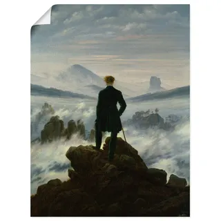 ARTLAND Wanddeko Poster & Kunstdrucke Wandposter Wandern Berge Wald Wolken Nebel Der Wanderer über dem Nebelmeer 1818 Romantik Caspar David Friedrich T6QN