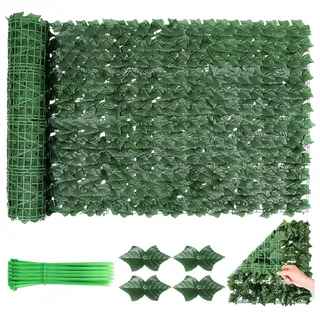 Balkon Sichtschutz 300x100cm Sichtschutzzaun, Efeu Sichtschutz Outdoor, Uv-Beständig Balkonsichtschutz Garten, Künstlicher Heckenzaun Künstliche Efeu Blatt Dekoration Mit Kabelbindern