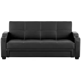 vente-unique Schlafcouch Kunstleder 3-Sitzer Schwarz