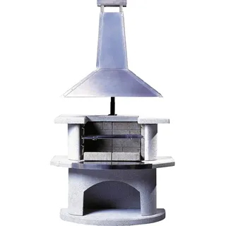 Buschbeck Grillkamin Venedig mit Edelstahlhaube 110 x 65 x 210 cm weiß/Edelstahl