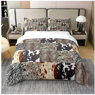 LuxusKollektion Bettwäsche Bettwäsche-Set Kuh-Zebra-Leopard 200x200 100% Baumwolle