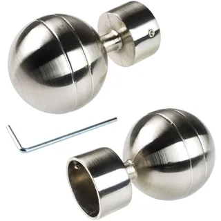 LIEDECO Gardinenstangen-Endstück Kugel Ø 28 mm 8 cm Silber