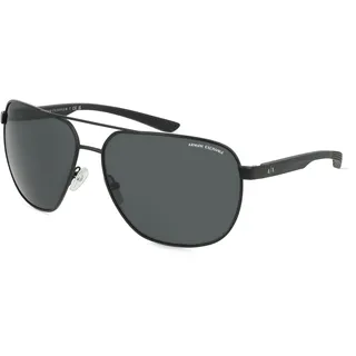 Armani Exchange AX2047S Herren-Sonnenbrille Vollrand Rund Metall-Gestell, schwarz