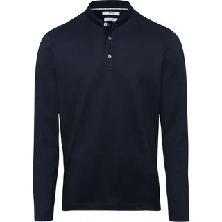 BRAX Poloshirt Pollux Langarm Stehkragen geknöpft Muster Nachtblau - XXL