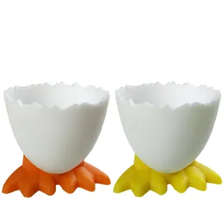 Eierbecher,Eierbecher Set Cartoon Eierständer Egg Cup Eierbecher Lustig Kunststoff Lustiger Eiebecher Kinder Frühstücks Eierbecher Eierhalter Eierständer in Küche für Gekochte Eier(orange+gelb)