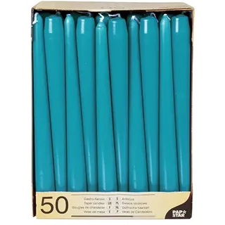 Papstar 100 Stück Leuchterkerzen türkis Ø 2,2 cm · 25 cm