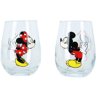 Disney Kissing Mickey and Minnie Mouse Couples Stemless Glasses, Set of 2