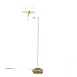 Qazqa Smart led Landhaus Stehleuchte mit Schirm, Stehlampe - Ladas - Bronze, inkl. 9W LED-Lampe, 2700K - 6500K, dimmbar, 153.5cm, Ideal als Schlafzimmerlampe und Wohnzimmerlampe