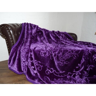Natur-Fell-Shop Luxus Kuscheldecke Tagesdecke Decke lila violett 160x200cm