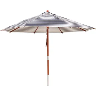 anndora® Sonnenschirm 3 m rund gestreift Blau Weiß Gartenschirm Terrassenschirm