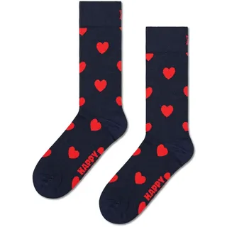 Happy Socks Heart Baumwolle Socken Damen Herren Marine Rot 36-40 - 36-40
