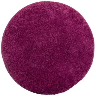 Brandsseller Badezimmerteppich Ø 60 cm Badvorleger Badematte Badteppich rund Chenille rutschfest saugstark maschinenwaschbar - Beere