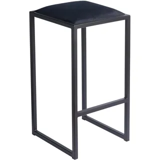 FERRO modern design Barhocker Schwarz ohne Lehne 64 cm - Metall Barstuhl mit Gepolstertem Sitz - Loft Style