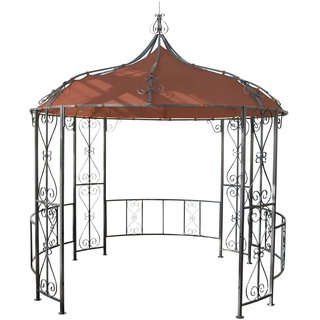 Pergola Cabrera, Rundpavillon Garten Pavillon, stabiles Stahl-Gestell Ø 3m ~ terracotta-braun
