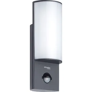 Oktaplex lighting Außenleuchte Aluminium 21,4 cm mit Bewegungsmelder 800 lm IP54 anthrazit