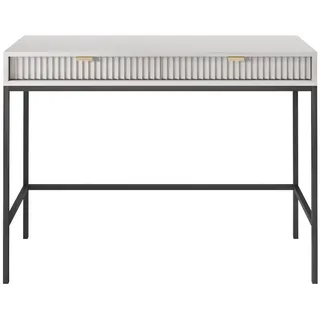 Compleo Konsolentisch mit 2 Schubladen NANCY, Gold/schwarz griffe, Fronten gefräst grau