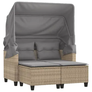 vidaXL Gartensofa 2-Sitzer mit Dach beige