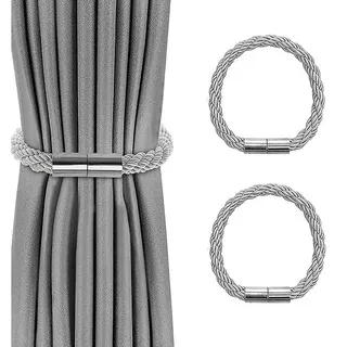 Agger Raffhalter Magnetische Vorhang Raffhalter, Raffhalter für Vorhänge mit Magnet, (2-tlg), Raffhalter für Gardinen Halterung Vorhang Halter Gardinen zubehör grau