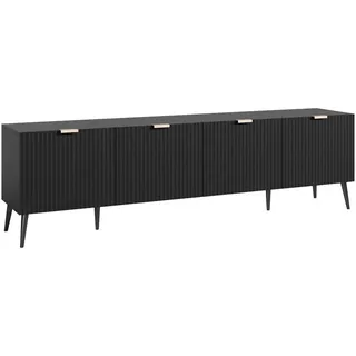 [en.casa] Nand TV-Lowboard 180 x 35 x 51 cm Schwarz Metall/Spanplatte